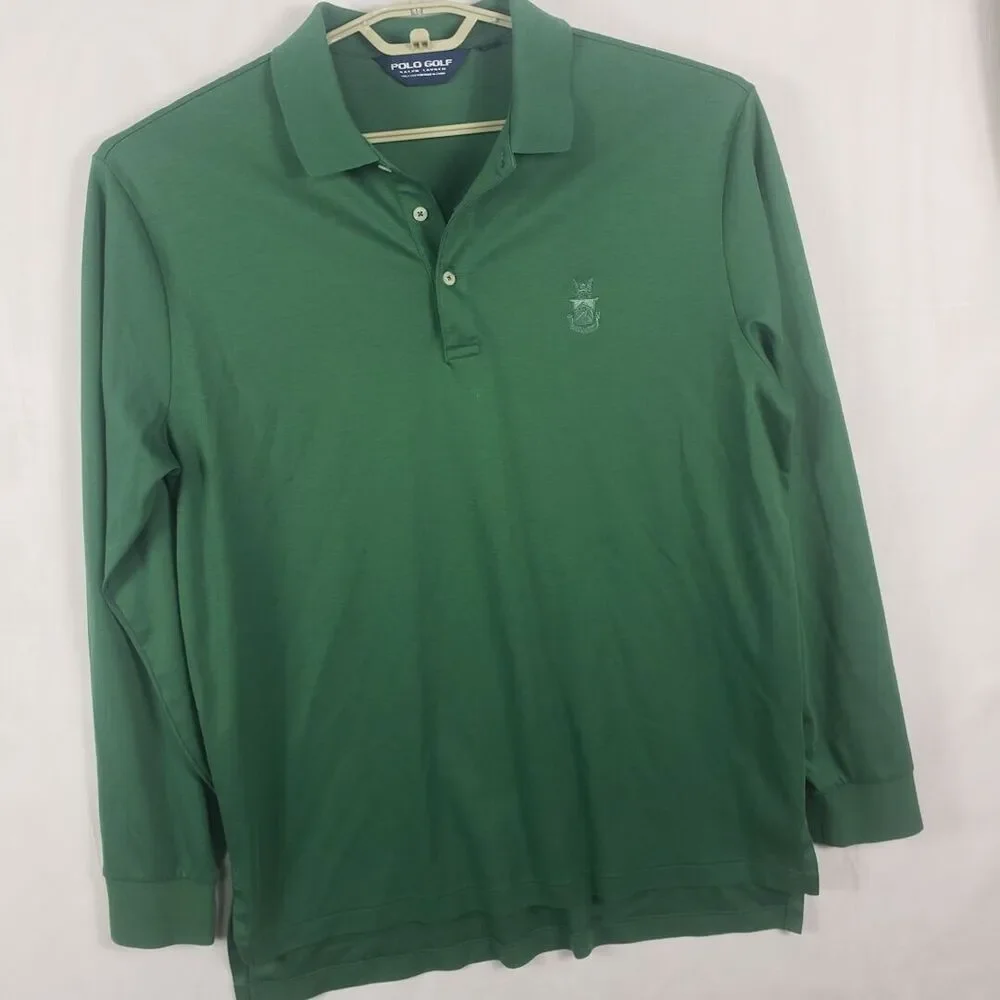 Ralph Lauren Polo Golf Shirt Mens L Green Long Sleeves Cotton